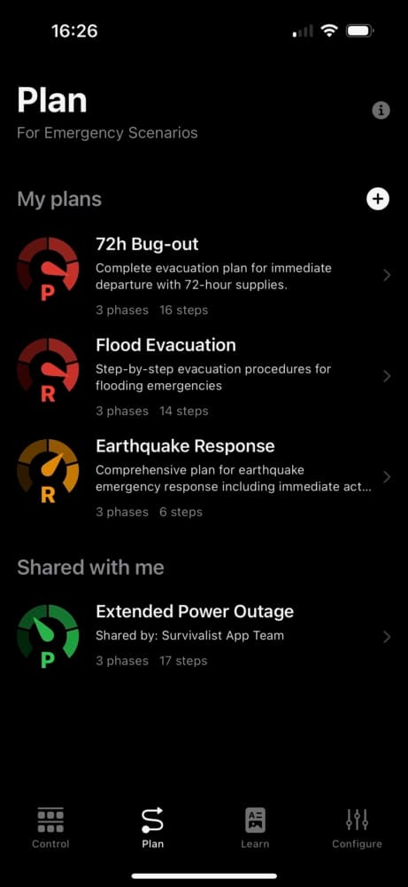 Survivalist app screenshot